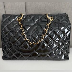 Chanel Coco Patent Deca Chain Tote Bag w/COA
